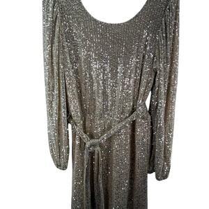 Altar'd State sequined gold mini dress large champagne